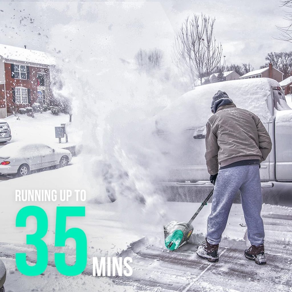 Cordless Snow Shovel, 20V 12-Inch Battery Powered Snow Thrower, Battery Snow Blower with Auxiliary Handle, with 4.0Ah