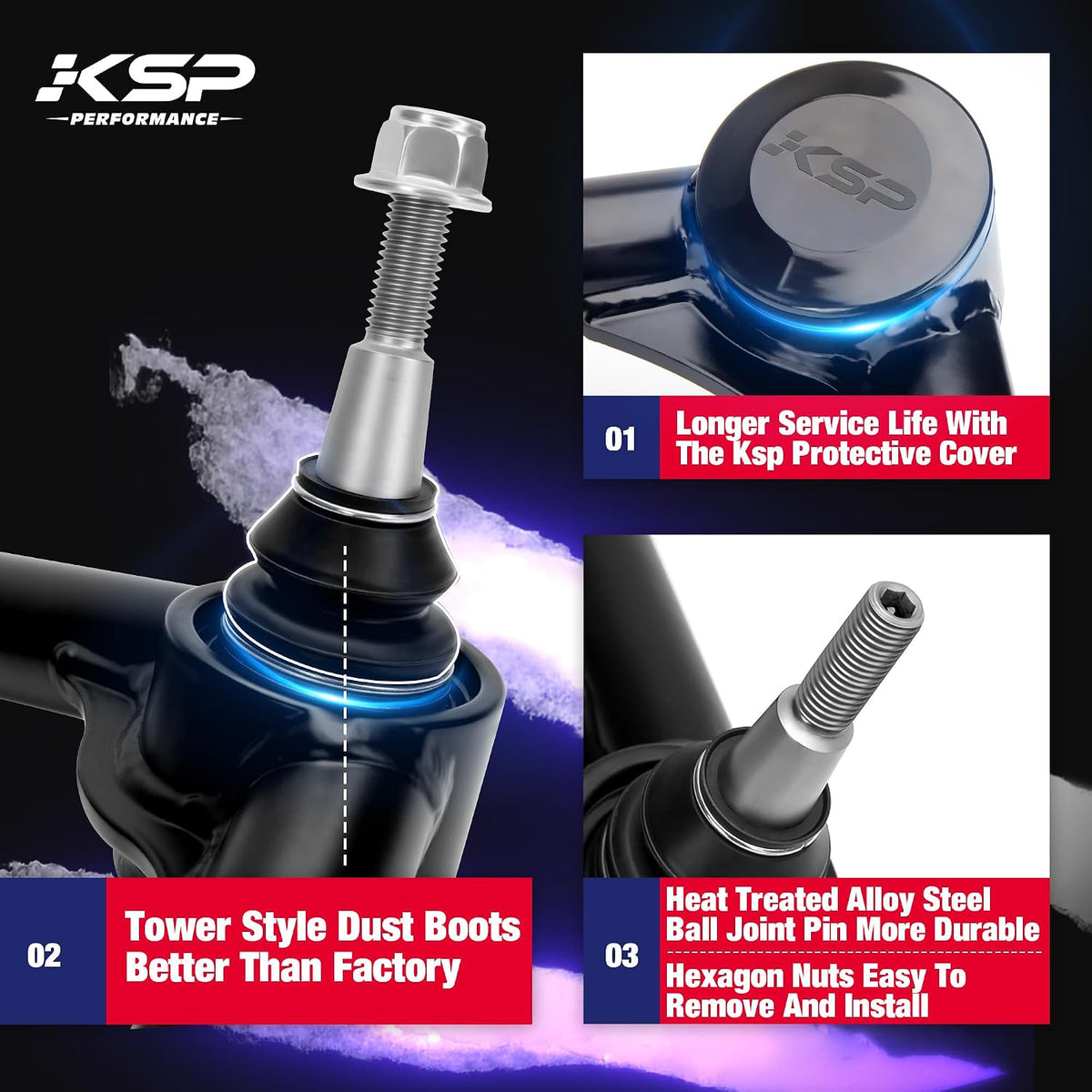 KSP Upper Control Arms for Ram 1500, 2-4inch Lift Tubular Suspension Arms with Ball Joint fit D-odge1500 2WD 4WD 2009-2010 2011-2014 2015-2022 (Package of 2),Version 2.0