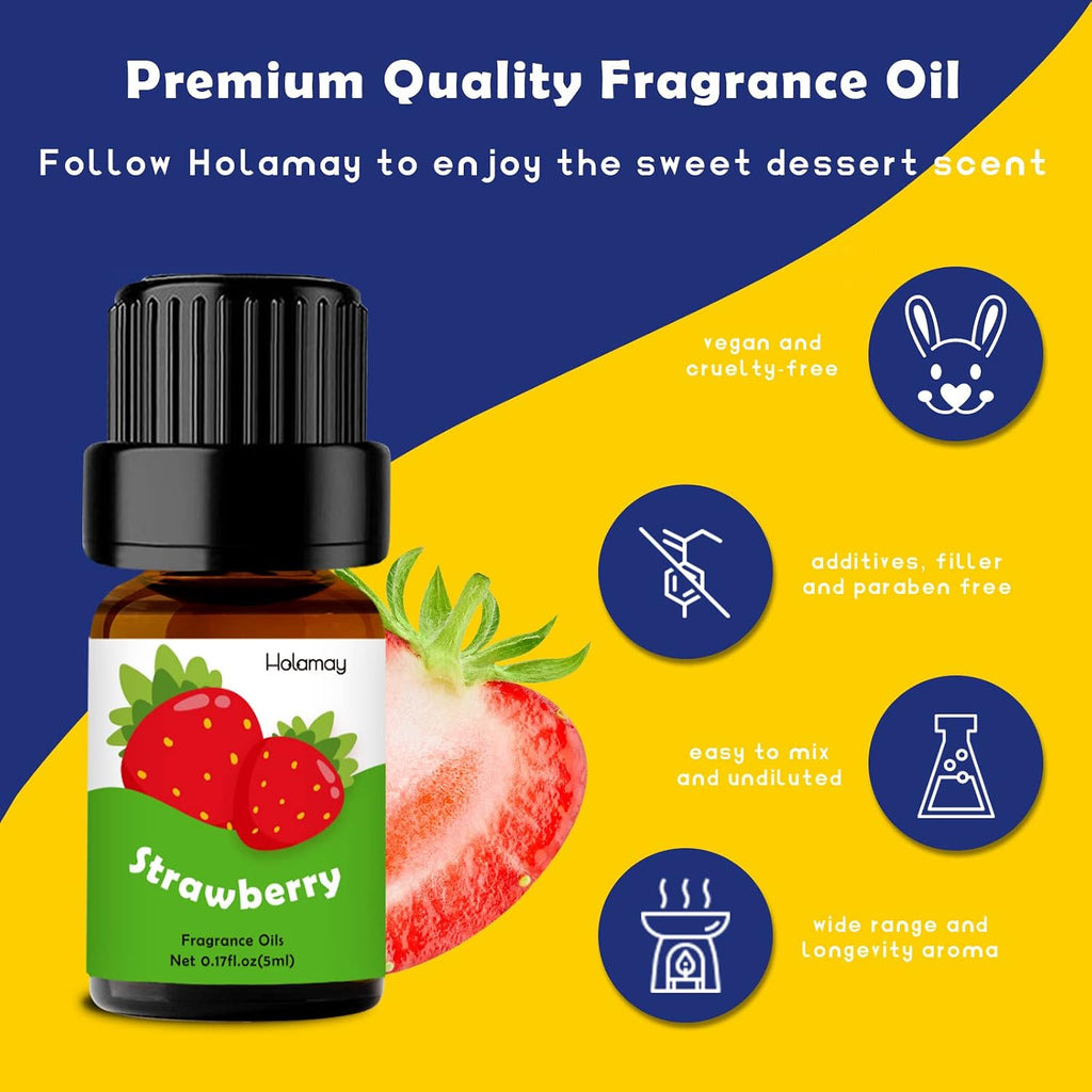 Fragrance Oils, Holamay Dessert Scented Essential Oils for Soap Candle Making, 10x5ml - Creamy Vanilla, Apple