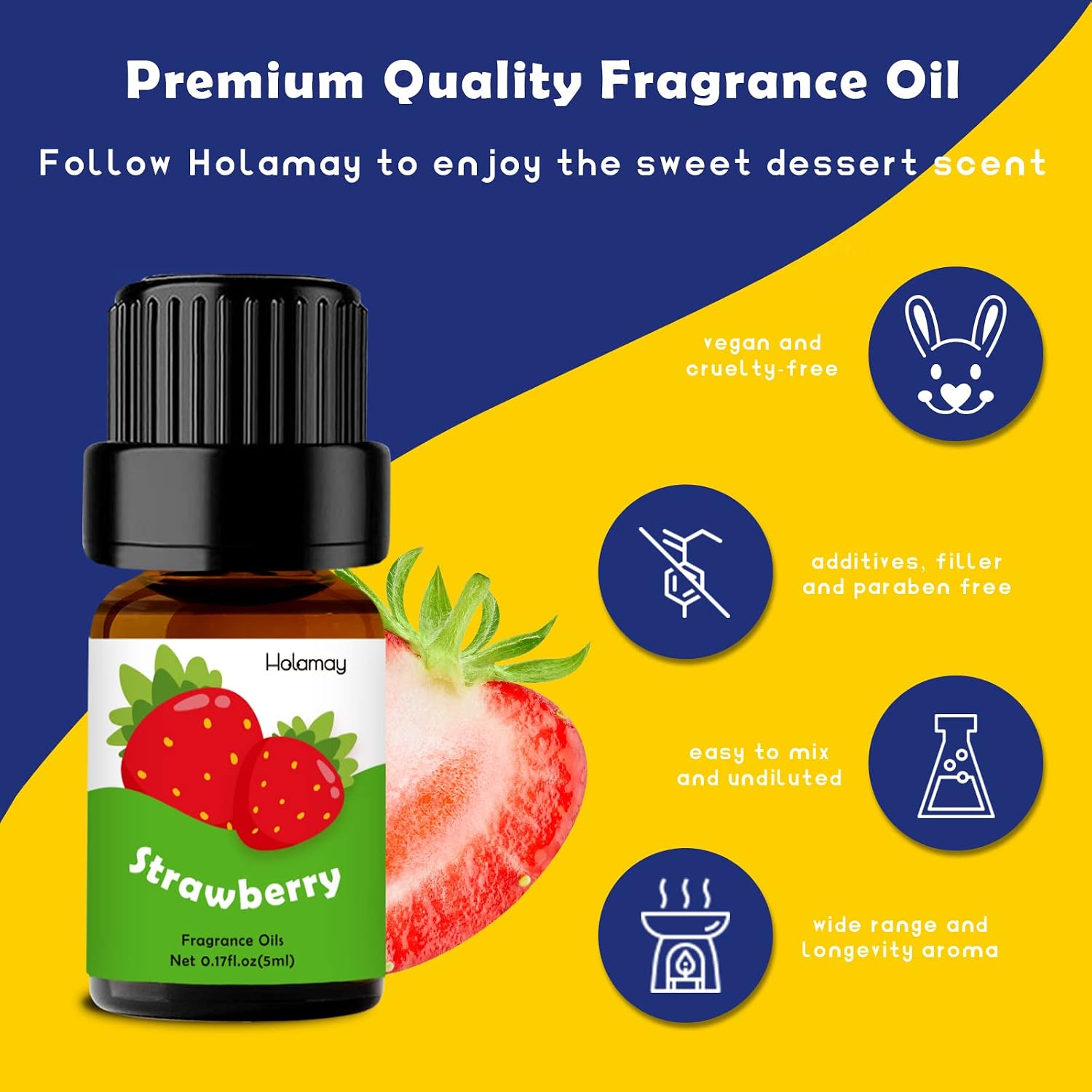 Fragrance Oils, Holamay Dessert Scented Essential Oils for Soap Candle Making, 10x5ml - Creamy Vanilla, Apple