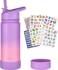 Kids Water Bottle for School, 16oz Stainless Steel Insulated Water Bottle Kids with Straw Lid for Girls, Boys