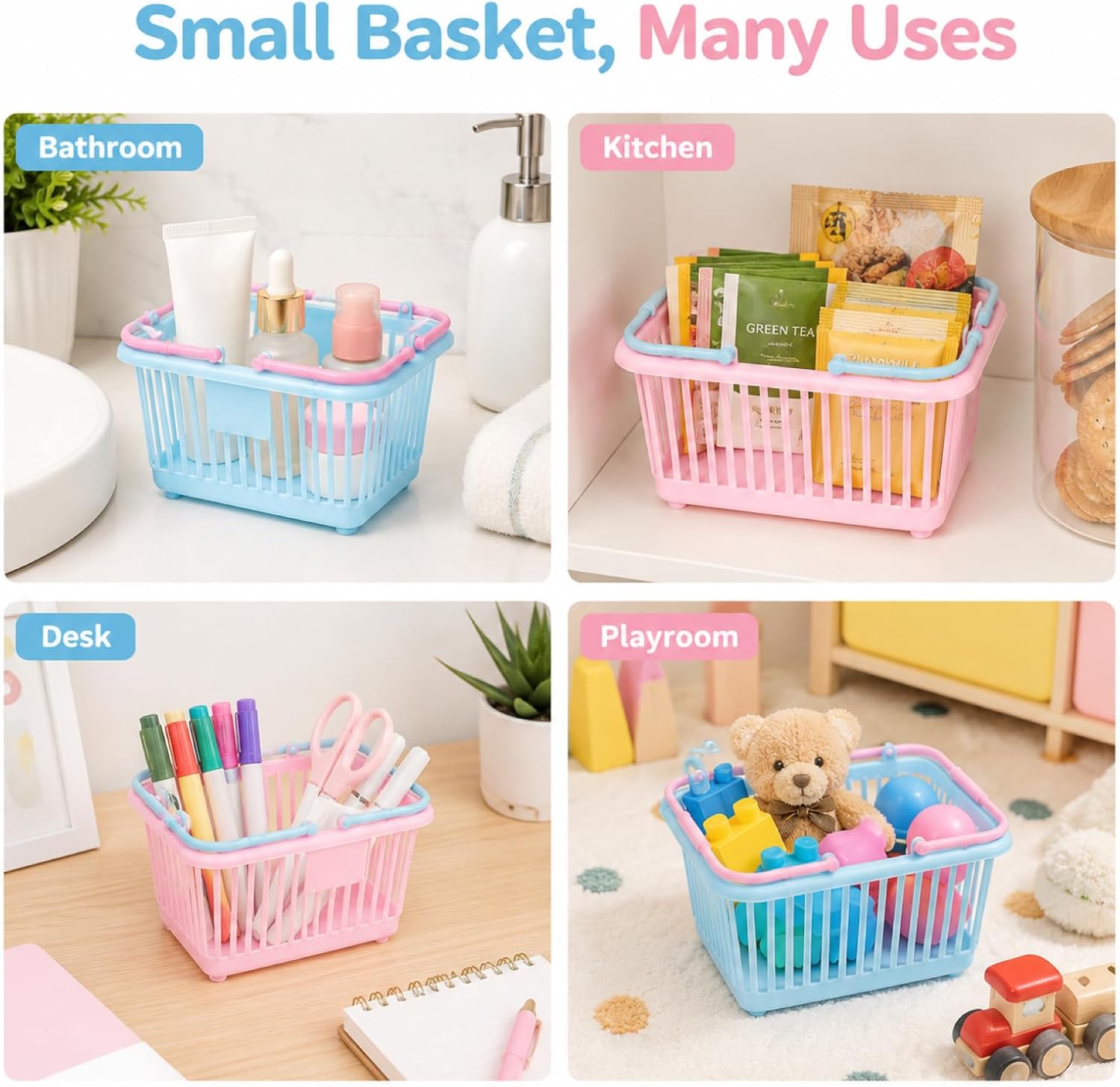 4pcs Small Shopping Basket, Mini Play Shopping Basket