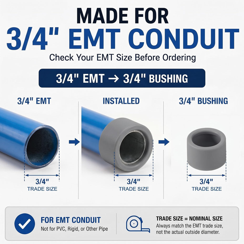 Pangda 100 Pcs 3/4 Inch EMT Insulating Conduit Bushing NEC Compliant