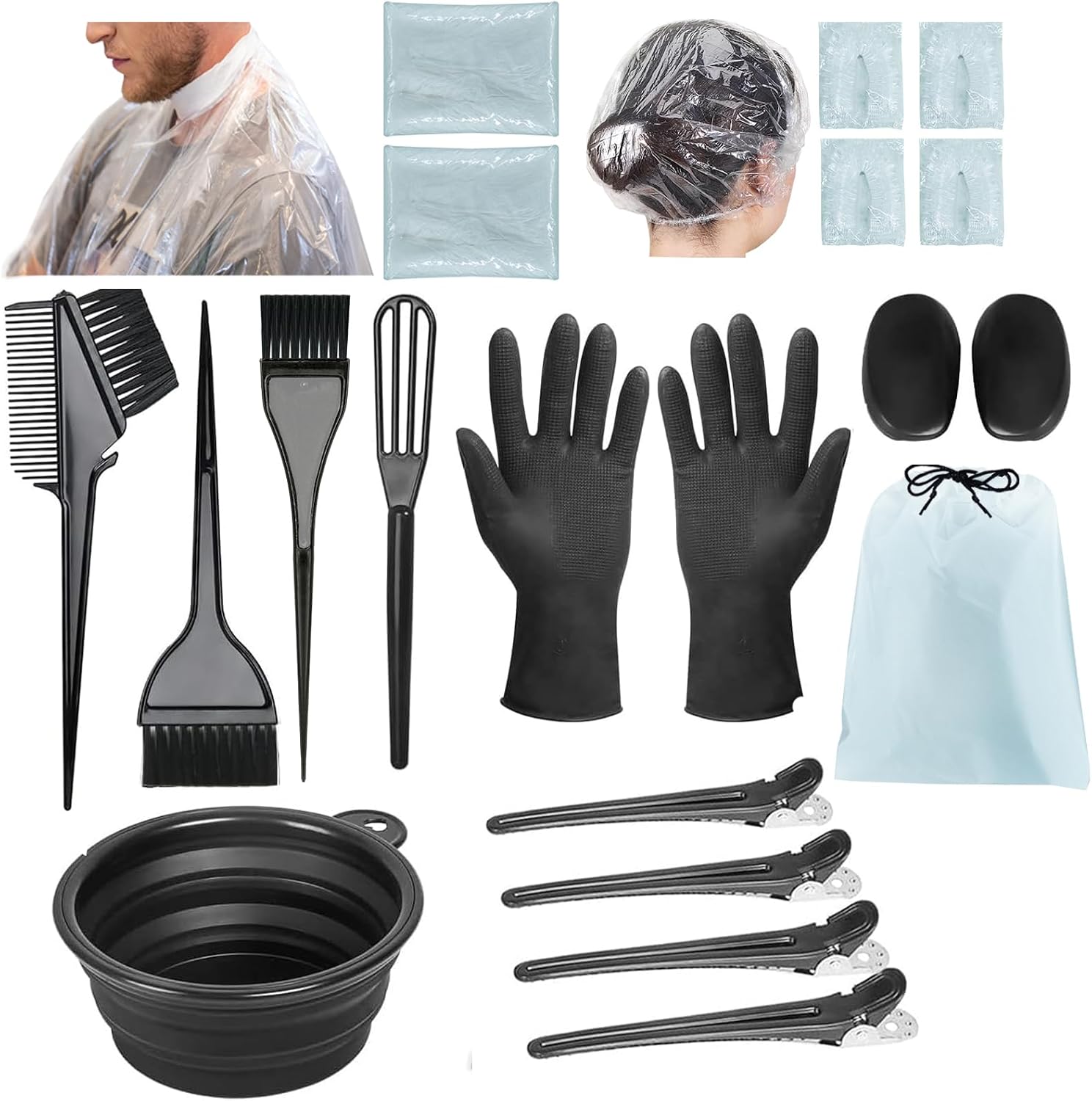 21Pcs Hair Dye Kit Professional Hair Coloring Products with Hair Dye Brush, 350ml Hair Color Bowl, Hair Clips