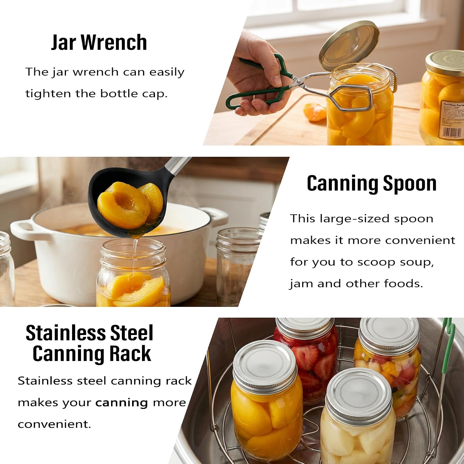 Canning Supplies Starter Kit,Canning Tools Set-9 Piece with Rack,Funnel, Ladle, Measuring Spoons,Jar Lifter, Bubble