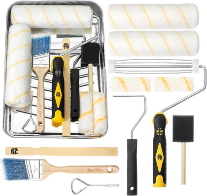 Bates Paint Tray Set - 11 pcs Kit with 9" & 4" Rollers, Small Roller, Trays & Covers for House Painting