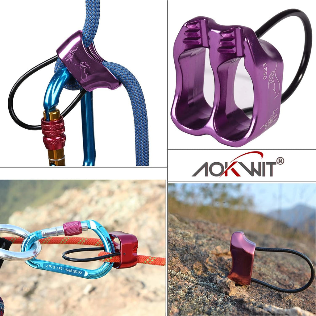 Professional 25KN Rappel ATC Belay Device Aluminum V-grooved Rock Climbing Belay Device Rappelling Descender Safety