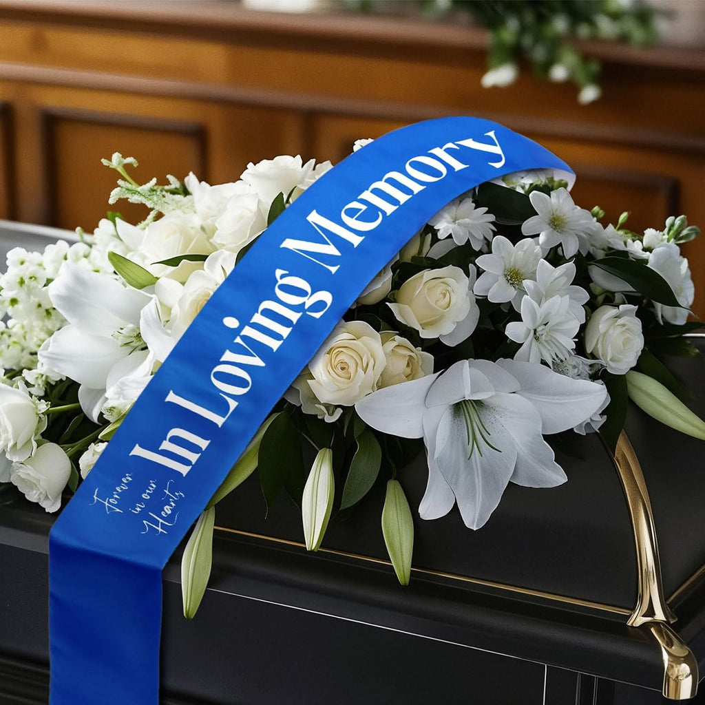 Funeral Sash Memorial Wreath Sash Funeral Ribbon Celebration of Life Ribbon for Casket or Wreath Flowers Memorial