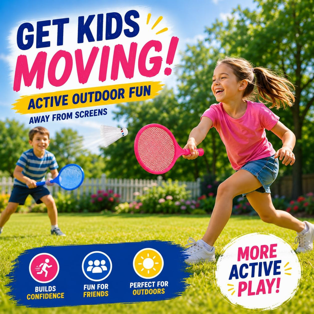 Badminton Racket Set for Kids, Toddlers with Paddles, Ball and Birdie - Junior Kindergarten Student Outdoor Sports