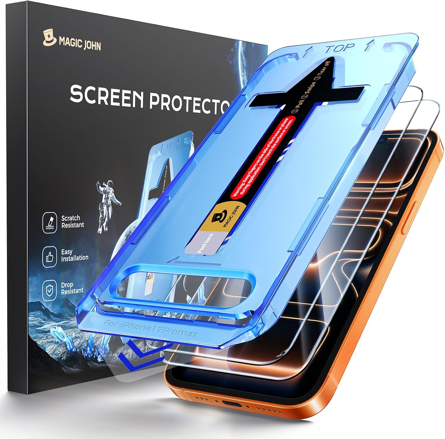 2 Pack for iPhone 17 Pro Max 6.9 inch Tempered Glass Screen Protector, Auto Dust-Elimination, Bubble Free, HD Clear