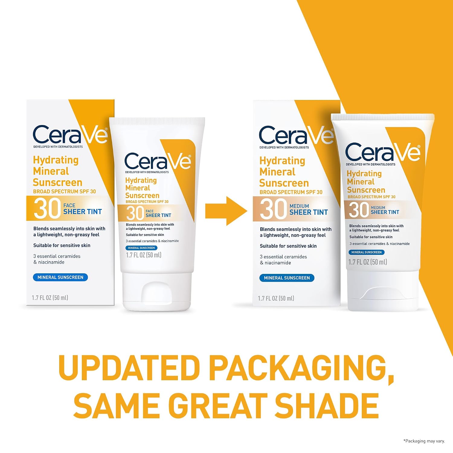 Hydrating Mineral Sunscreen SPF 30 with Sheer Tint, Tinted Mineral Sunscreen with Zinc Oxide & Titanium Dioxide