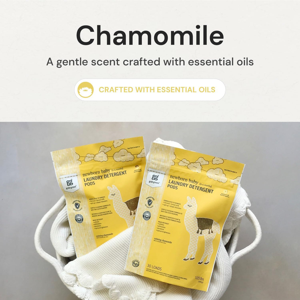 Newborn Baby Laundry Detergent Pods, 60 Count, Chamomile