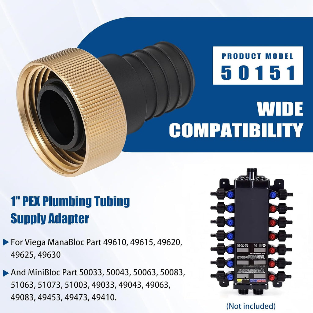 50151 1" PEX Crimp Supply Adapter, 3 Pcs