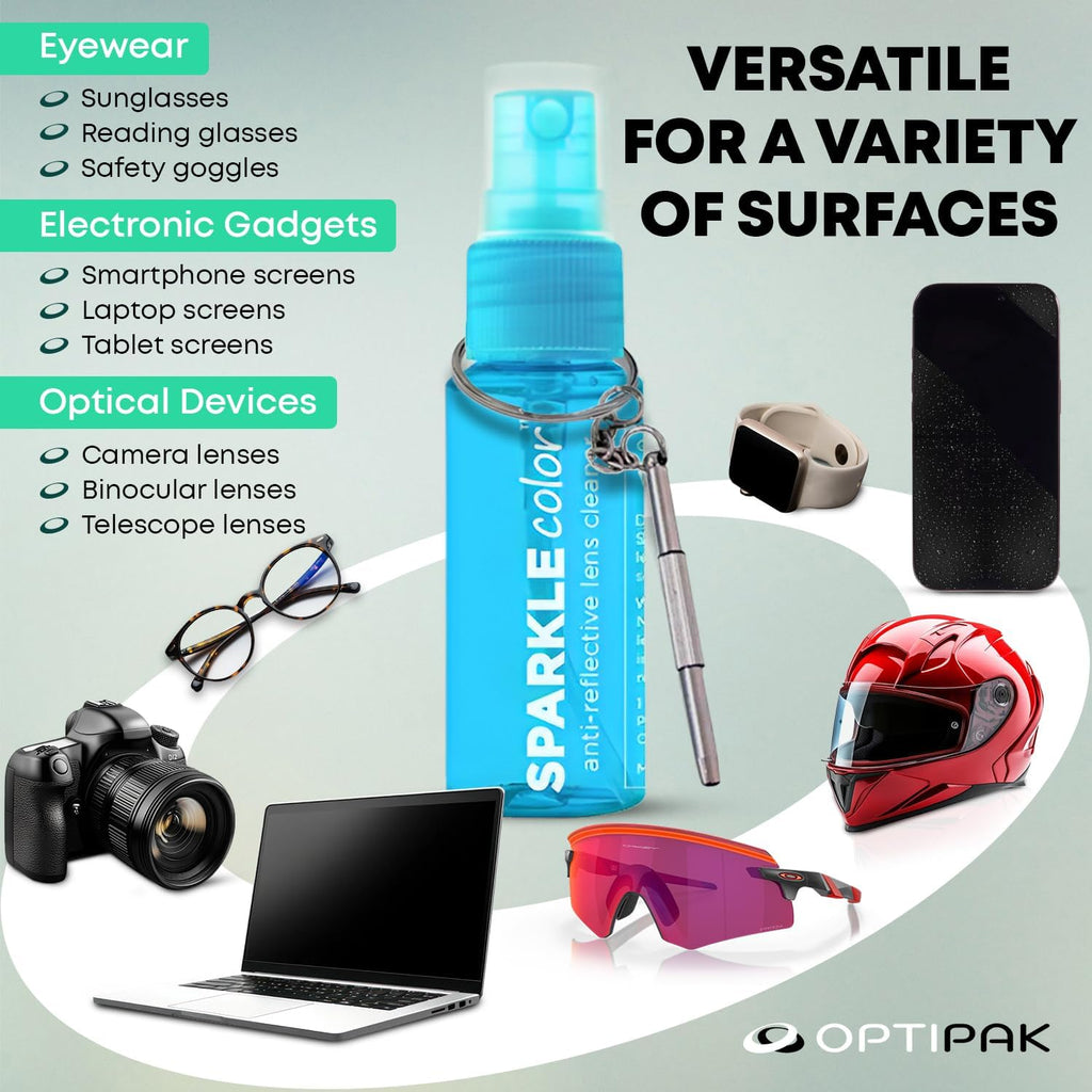 Sparkle Anti-Reflective Safe Lens Cleaner & Repair Kit – (2) 1oz Glasses Cleaner Spray, (2) Microfiber Cloth &