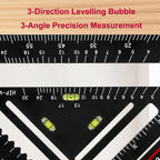 Foldable Carpenter Square 7 inch Angle T-Ruler Multi-Purpose Carpenter Tools, Rafter Square, Protractor, Ruler