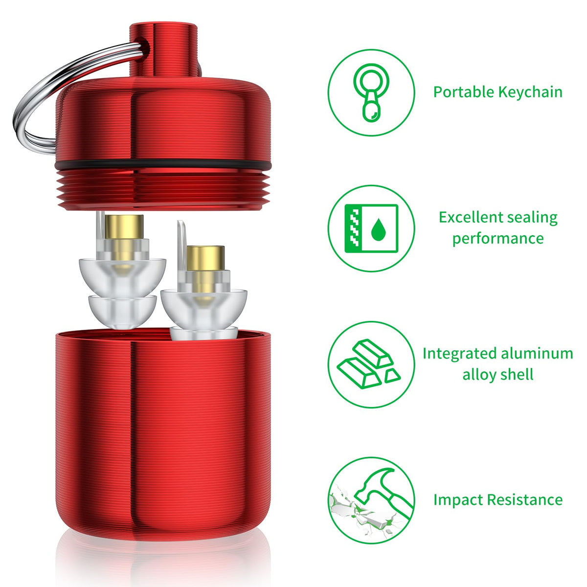 Ear Plug Carrying Case Keychain(2 Pack), Small Waterproof Metal Earplug Case Ear Plug Holder Container Great for