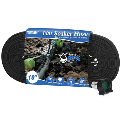 Flat Soaker Hose 10FT Heavy Duty Double Layer Design - Save 80% Water for Garden, Lawn, and Flower Bed Drip