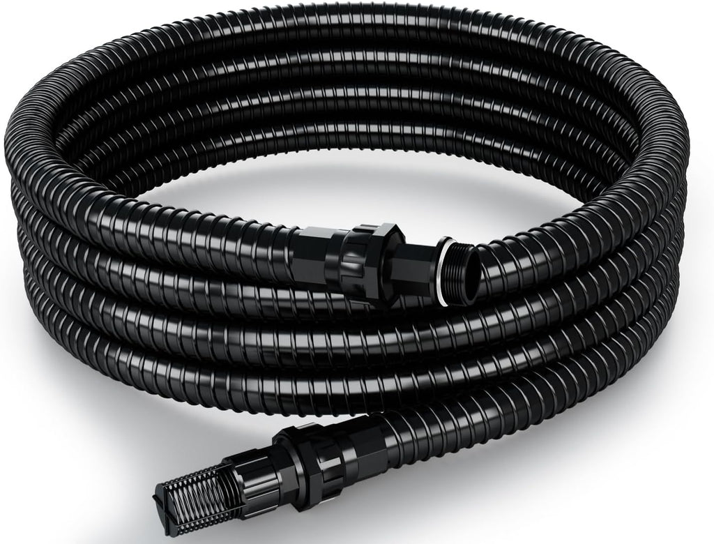 1" Suction Hose Kit with Check Valve, PVC Water Intake Hose Set, Flexible Tubing Easy to Install for Water Pump Well