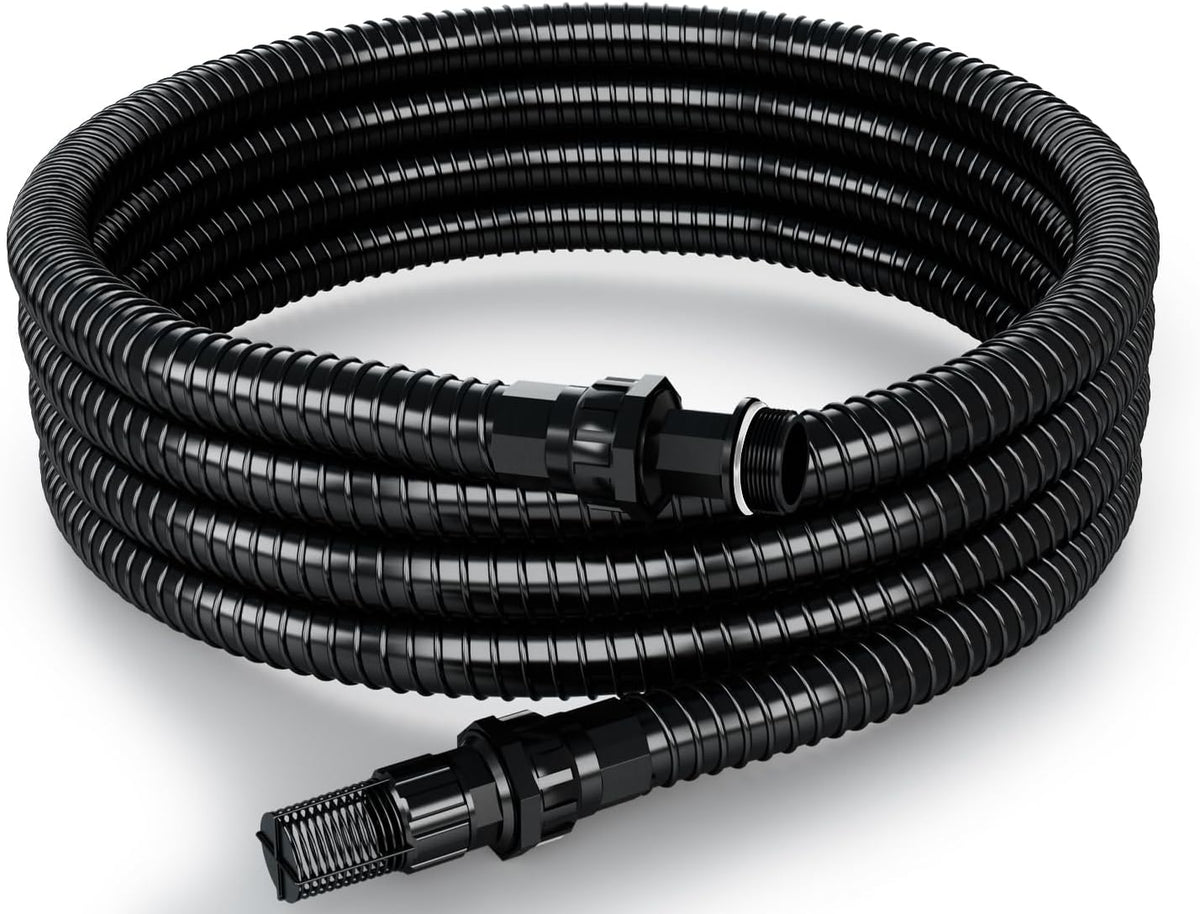 1" Suction Hose Kit with Check Valve, PVC Water Intake Hose Set, Flexible Tubing Easy to Install for Water Pump Well