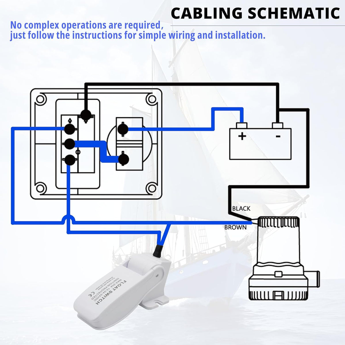 Automatic Bilge Pump Float Switch, DC 12V/24V/32V