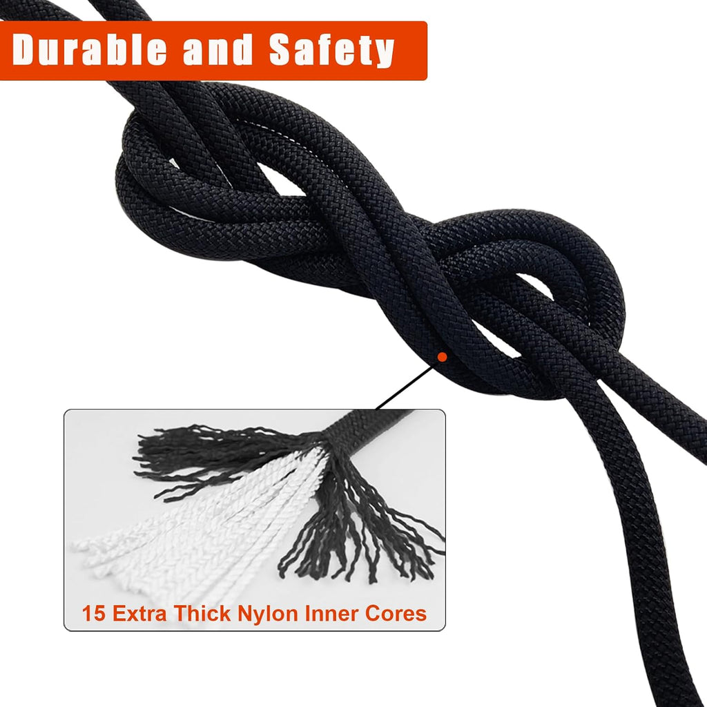 Ritafc Climbing Static Rope UIAA Rappelling Rope 11mm 100FT Static Line Nylon Kern Mantle Rope for Rock Climbe