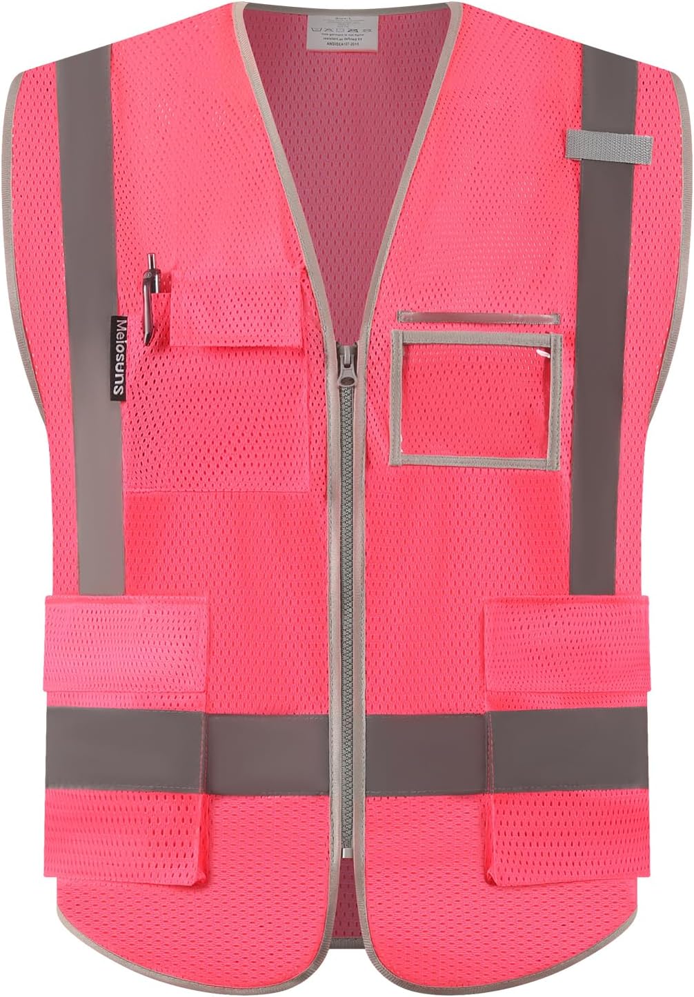 High Visibility Reflective Safety Vest with Zipper Hi Vis Mesh Safety Vests with Pockets Meets ANSI/ISEA Standards
