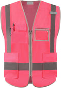 High Visibility Reflective Safety Vest with Zipper Hi Vis Mesh Safety Vests with Pockets Meets ANSI/ISEA Standards