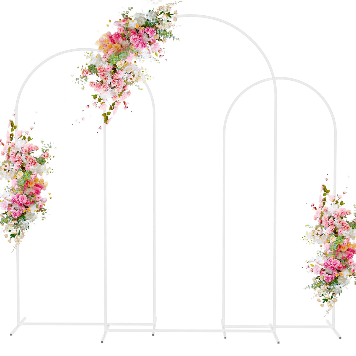 Wedding Arch Backdrop Stand 7.2FT,6.6FT,6FT White Metal Arch Stand