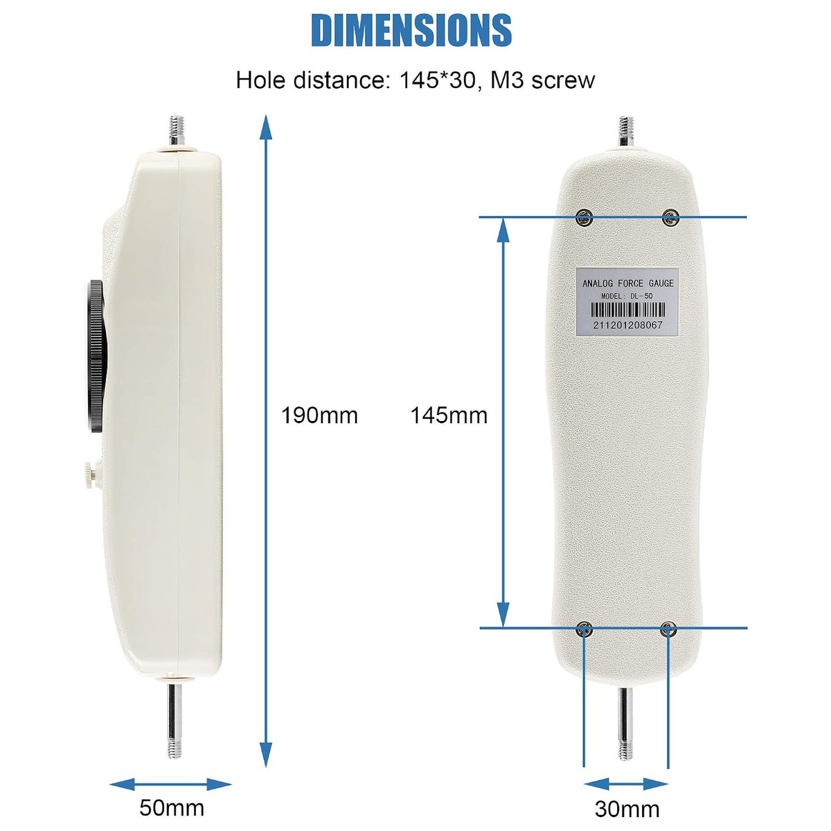 BAOSHISHAN 50lb Push Pull Force Gauge with Calibration Certificate