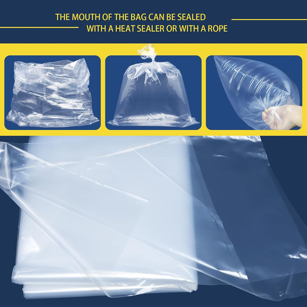 100 Pack 12 x 15 inch 1 Mil Clear Plastic Flat Poly Bags