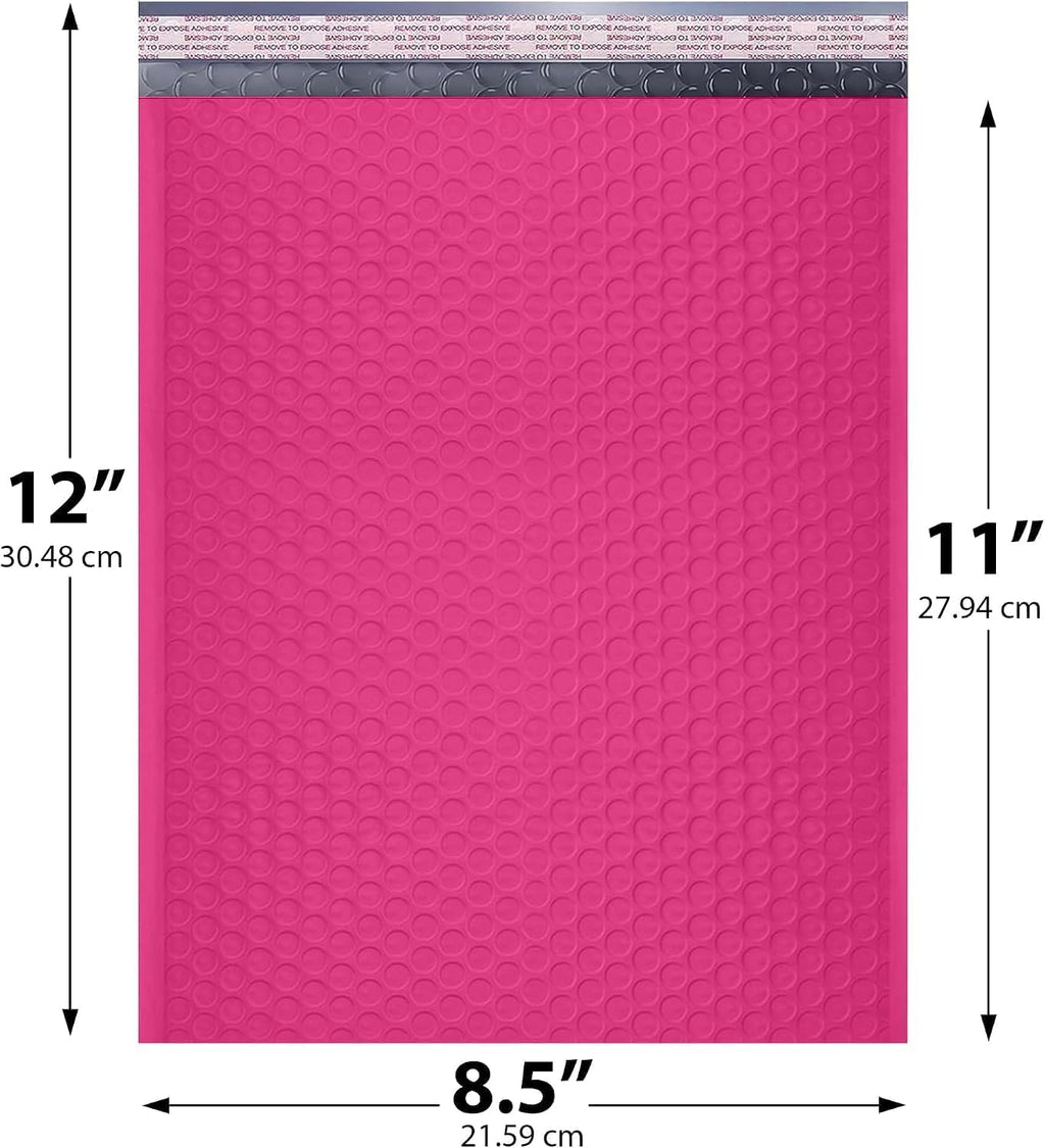 Hot Pink Bubble Mailers 8.5x12, Poly Padded Envelopes #2, 300 Pack