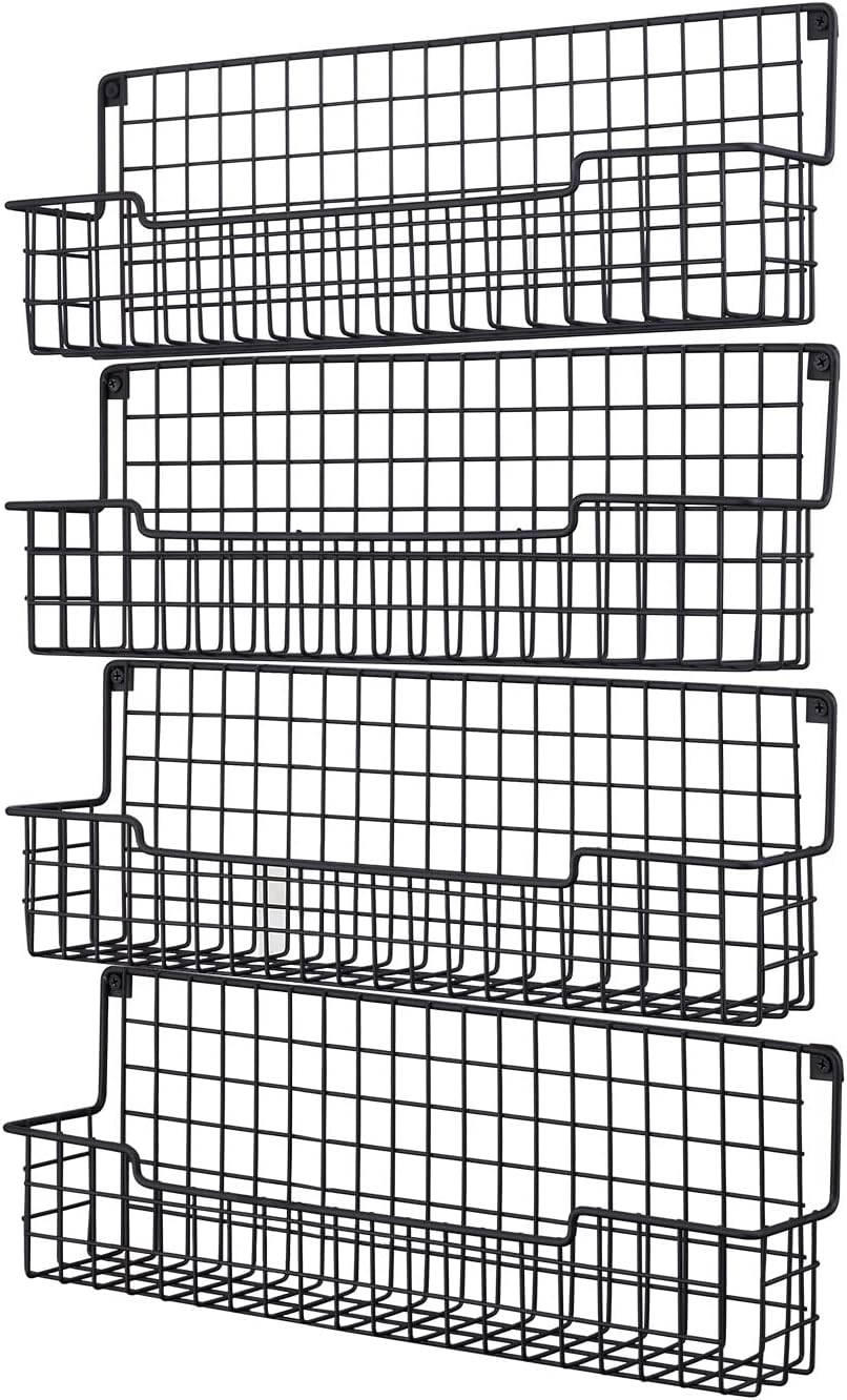 Spice Rack Wall Mount, Spice Organizer for Cabinet & Pantry Door, Set of 4 Hanging Spice Rack Saving Space for
