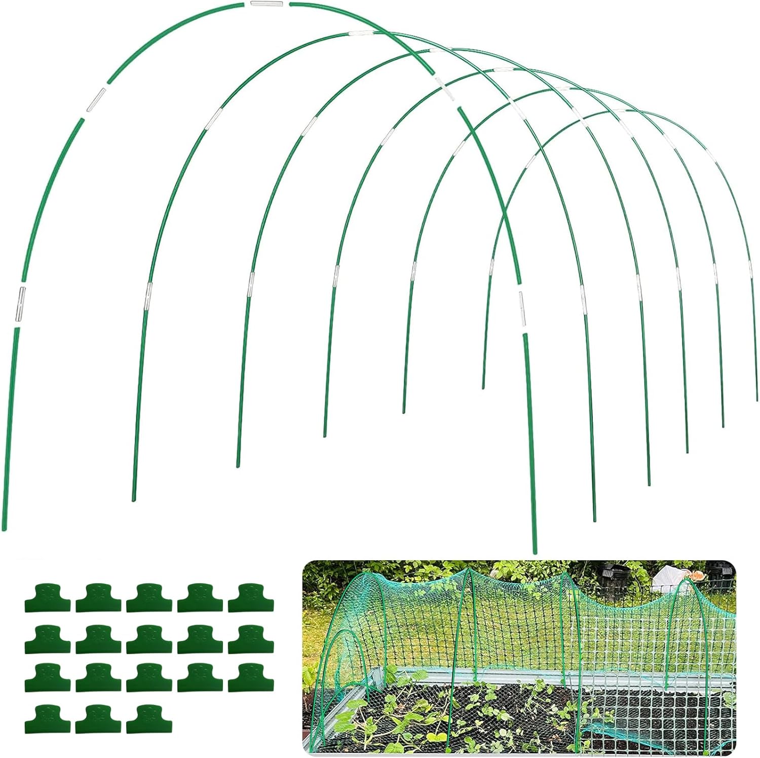 Garden Hoops for Raised Beds 36Pcs, 6 Sets of 8FT Long Greenhouse Hoops Grow Tunnel Rust-Free Fiberglass Support