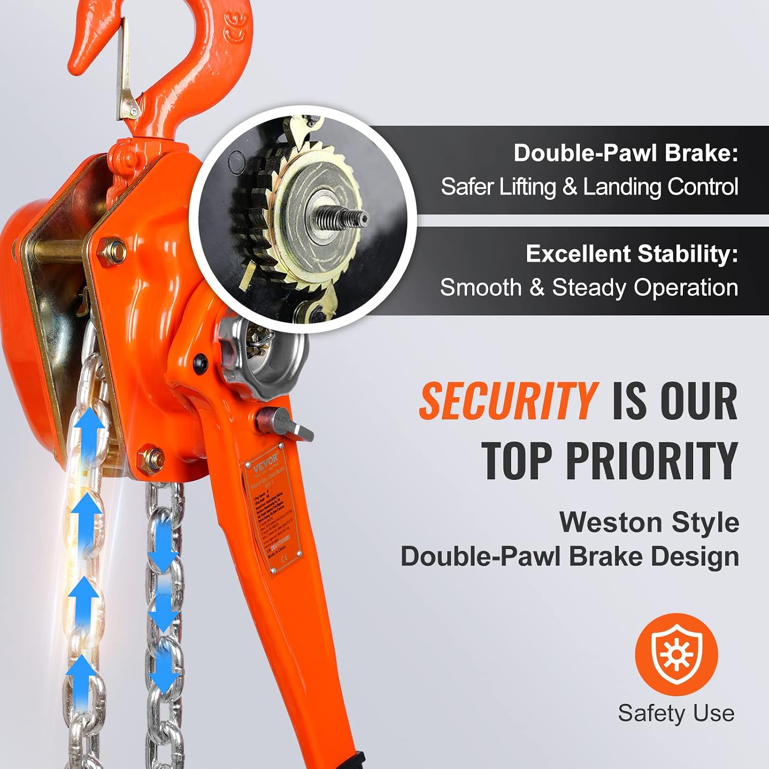 Manual Lever Chain Hoist, 3 Ton 6600 lbs Capacity 20 FT Come Along, G80 Galvanized Carbon Steel with Weston