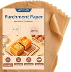 Parchment Paper Sheets 9x13 Inch – 200Pcs Precut Unbleached Baking Paper, Plant-Based Silicone Oil Coating, Non-Stick