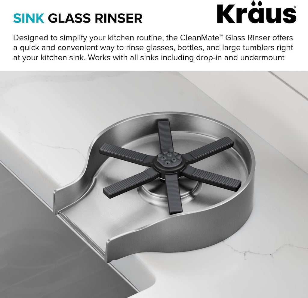 CleanMate Glass Rinser for Kitchen Sink in Spot-Free Stainless Steel Color Finish, KGR-500SFS