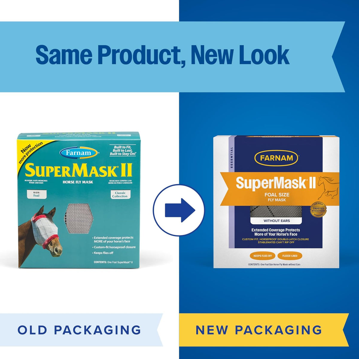 SuperMask II Horse Fly Mask Without Ears, Protects Eyes, Foal Size