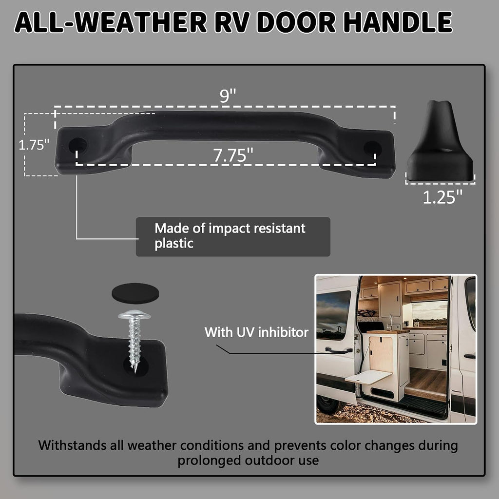 TonGass (3 Pack, Black All Weather Plastic Grab Handle for RV Trailer