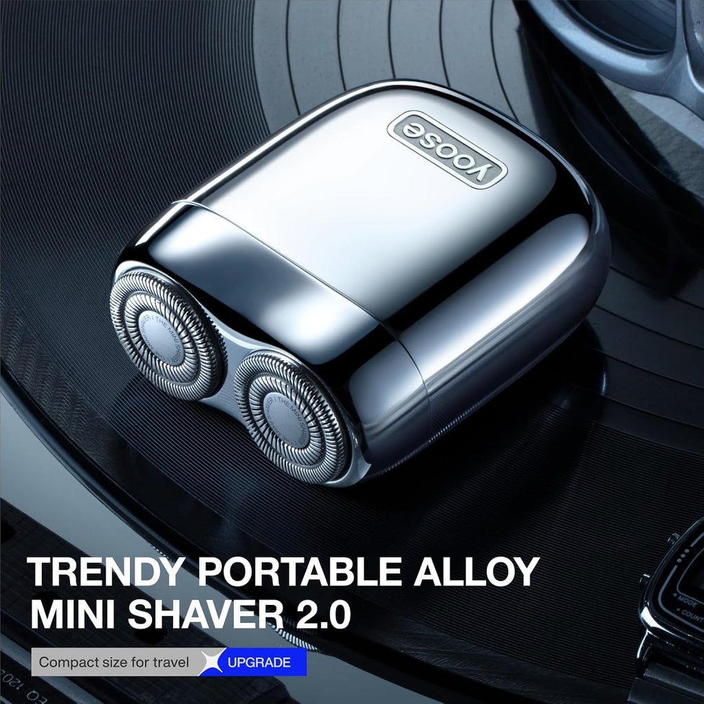 Mini Shaver, Portable Electric Razor for Men, Silver | Alloy Unibody, IPX7 Waterproof, Cordless Dry Shave, USB-C