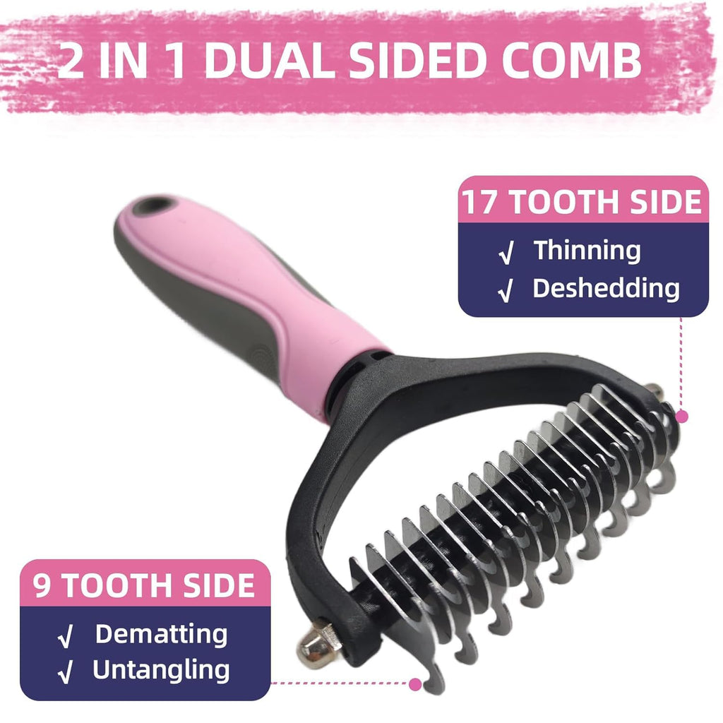 Dog Brush for Shedding,9 PCS in One Pet Slicker Hair Brush Kit with Pet Nail Clipper and File - Dog Cat Grooming
