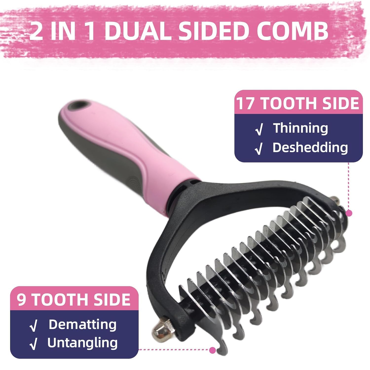 Dog Brush for Shedding,9 PCS in One Pet Slicker Hair Brush Kit with Pet Nail Clipper and File - Dog Cat Grooming