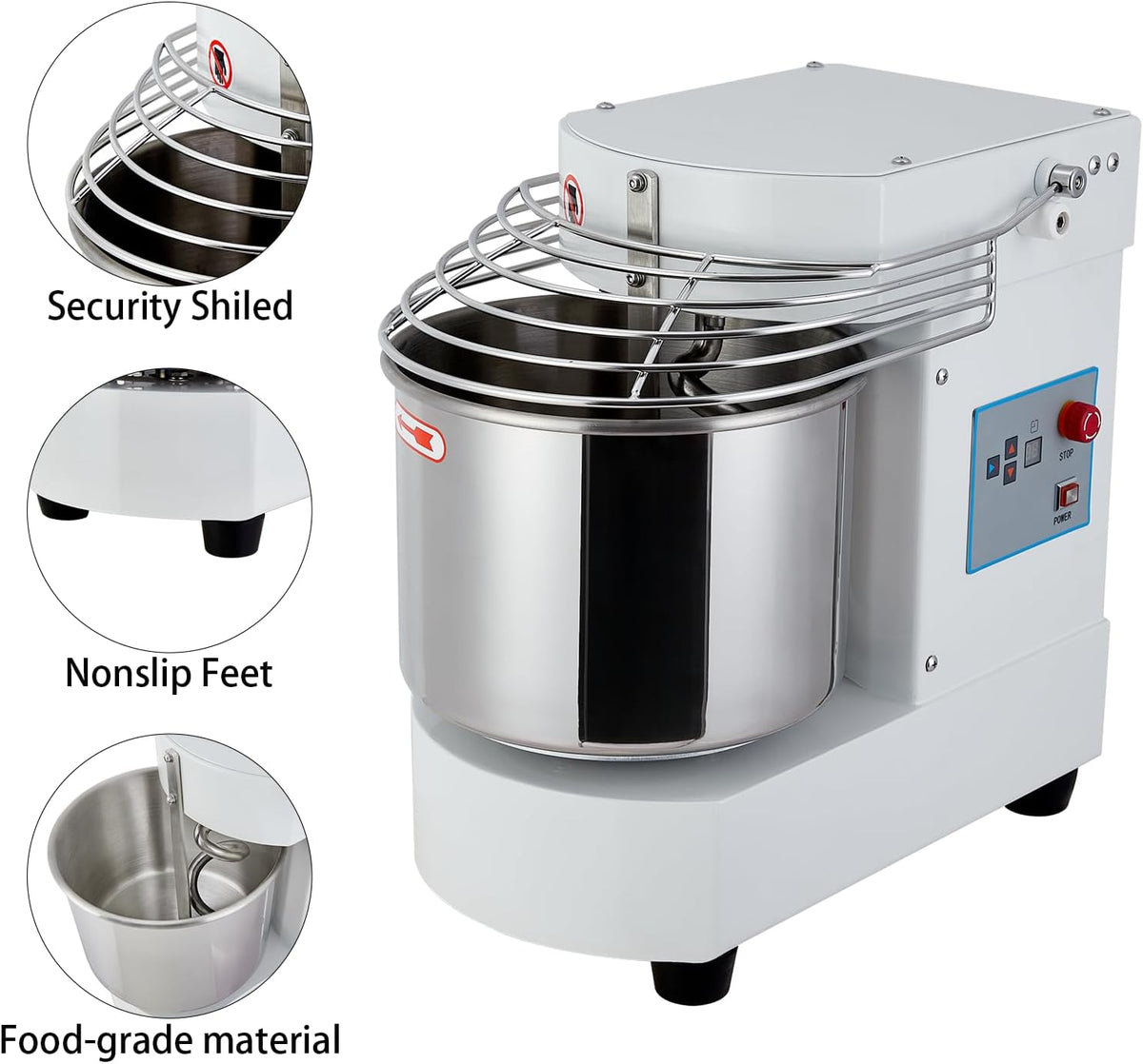 BMD10 10L Spiral Dough Mixer Stainless Steel for Baking