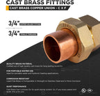 Everflow Supplies CCFU0034-NL 3/4" No Lead Copper Union Fitting with Sweat to Female Threaded Connects