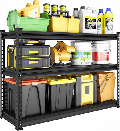 48" W Garage Shelving Heavy Duty, 1500LBS Loads Adjustable Garage Storage Shelves, 3-Tier Metal Shelving Units and