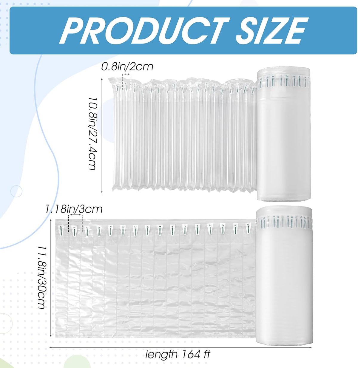 Big Bubble Wrap Large Bubbles 12"x164' Roll, Huge Bubble Wrap for TVs & Moving, Inflatable Packing Air Pillows with