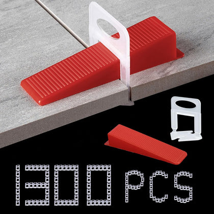 Tile Leveling System 1000-Piece Tile Leveling Spacer Clips and 300-Piece Reusable Wedges Tile Leveler Tool Set for