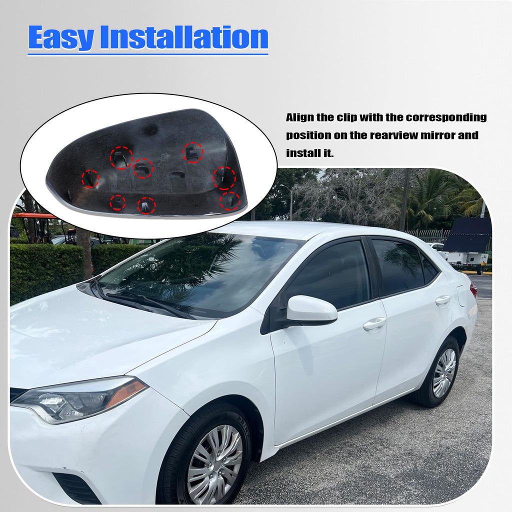 AUCERAMIC Driver Side Mirror Cap Cover Fit for Toyota Corolla 2014-2018