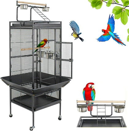 61 Inches Large Bird Cage Play Top Parrot Cockatiel Parakeet Chinchilla Macaw Cockatoo Cage W/Stand Perch Pet Supplies