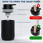 Ceramic Foaming Hand Soap Dispenser, 12 oz Bathroom Soap Dispensers 2Pack