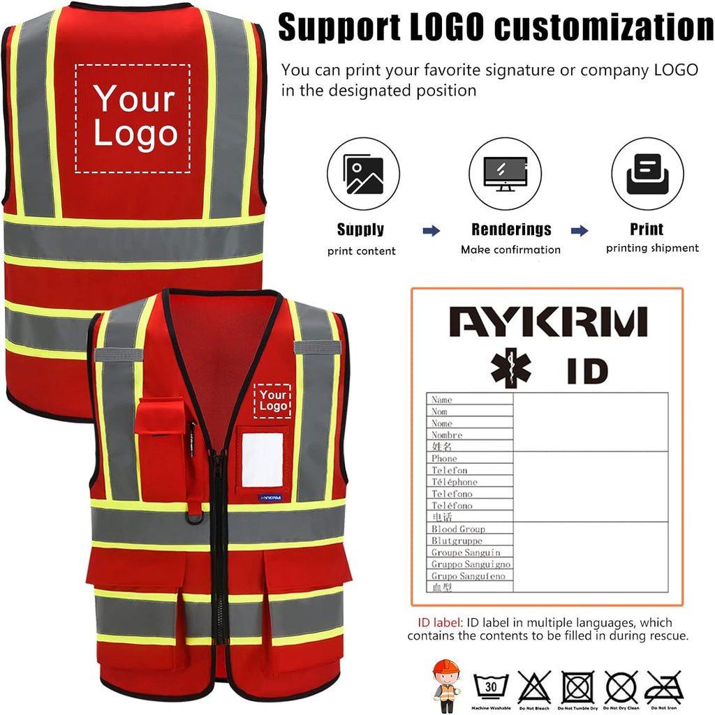 11 color High Vis Reflective Safety Vest for Women Men Pocket Zipper ANSI/ISEA Standard